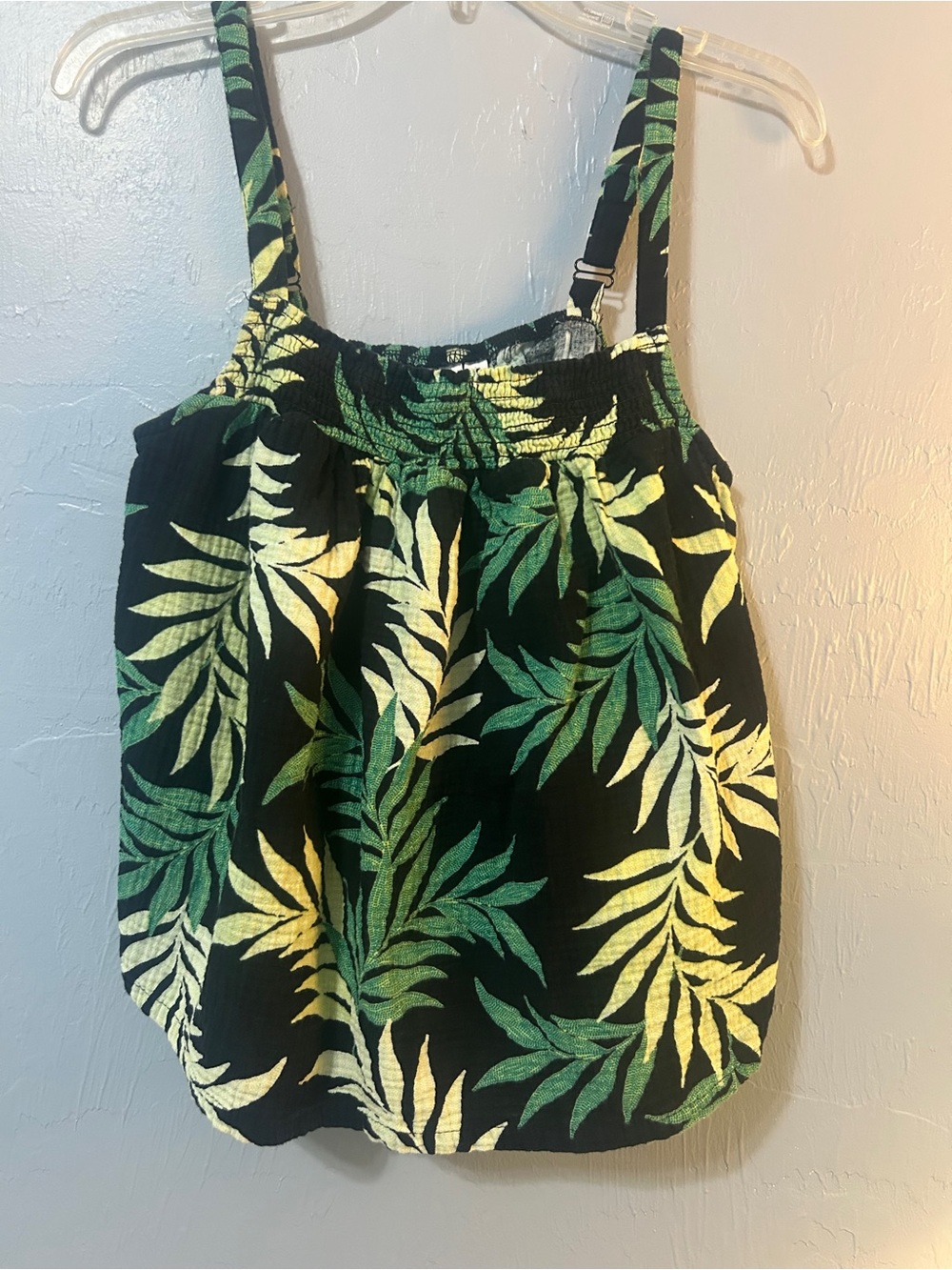 Women’s Tropical Leaf Print Cami Top - Black & Green